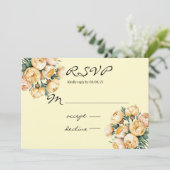 Butter-Gelbe Rose Bouquet Wedding RSVP Karte (Stehend Vorderseite)