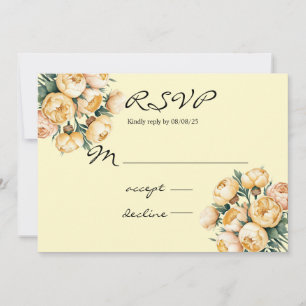 Butter-Gelbe Rose Bouquet Wedding RSVP Karte