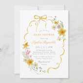 Butter Gelbe Wildblume Coquette Bogen Babydusche Einladung (Vorderseite)