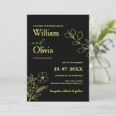 Butter Gelbe Wildblume Einladung Hochzeit (Stehend Vorderseite)