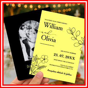 Butter Gelbe Wildblume Foto Hochzeit Einladung