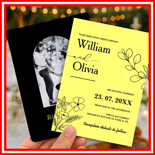 Butter Gelbe Wildblume Foto Hochzeit Einladung