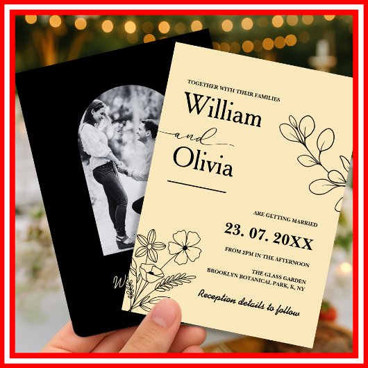 Butter Gelbe Wildblume Foto Hochzeit Einladung