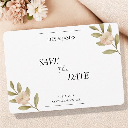 Butter Gelbes Wasserfarben Klassisches Flora-Elega Save The Date
