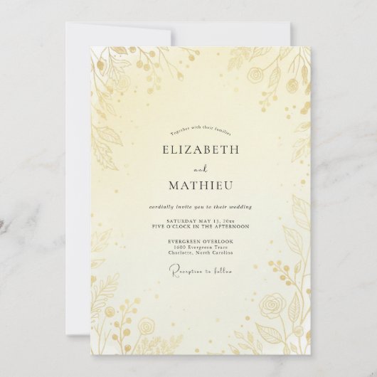 Butter-Goldblatt-Hochzeit Einladung (Vorderseite)