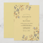 Butter-Grau-Reben-Hochzeit Einladung (Vorne/Hinten)