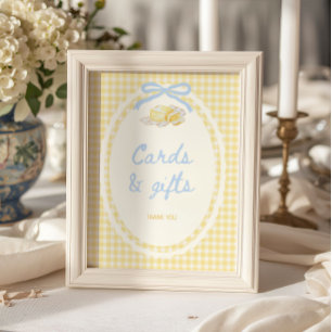 Butter-Halb-Gelb-Gingham-Karten und Geschenke Poster