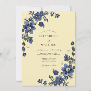 Butter Indigo Reben Hochzeit Einladung