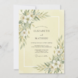 Butter Ivory Pfingstrosen-Hochzeit Einladung