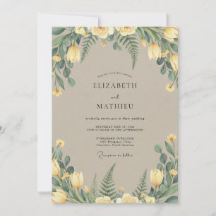 Butter Leafy Taupe Hochzeit Einladung