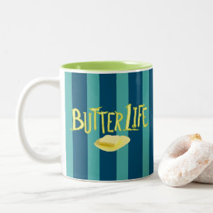 Butter Life Aquamarin Stripes BG Zweifarbige Tasse