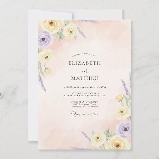 Butter-Lilien-Hochzeit Einladung (Vorderseite)