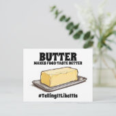 Butter macht Geschmack besser erzähltItLikeItIs Postkarte (Stehend Vorderseite)