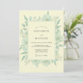 Butter Mint Eucalyptus Hochzeit Einladung (Stehend Vorderseite)