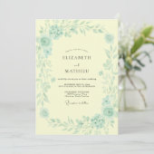 Butter Mint Wasserfarben-Hochzeit Einladung (Stehend Vorderseite)