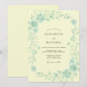 Butter Mint Wasserfarben-Hochzeit Einladung (Vorne/Hinten)