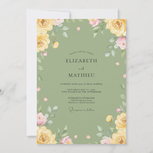 Butter Moss Grüne Hochzeit Einladung (Vorderseite)