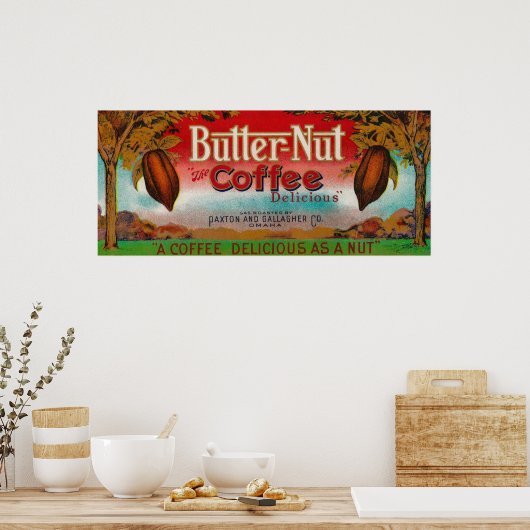 Butter Nut Coffee LabelOmaha, NE Poster (Küche)