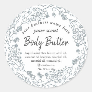 Butter oder Peeling aus weißem Blumenkranz Runder Aufkleber