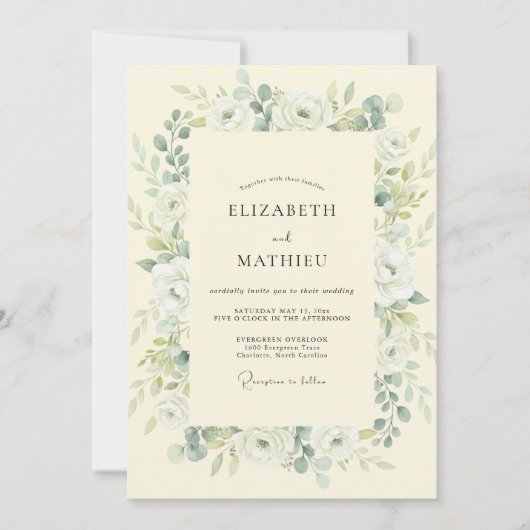 Butter-Olivblatt-Hochzeit Einladung (Vorderseite)