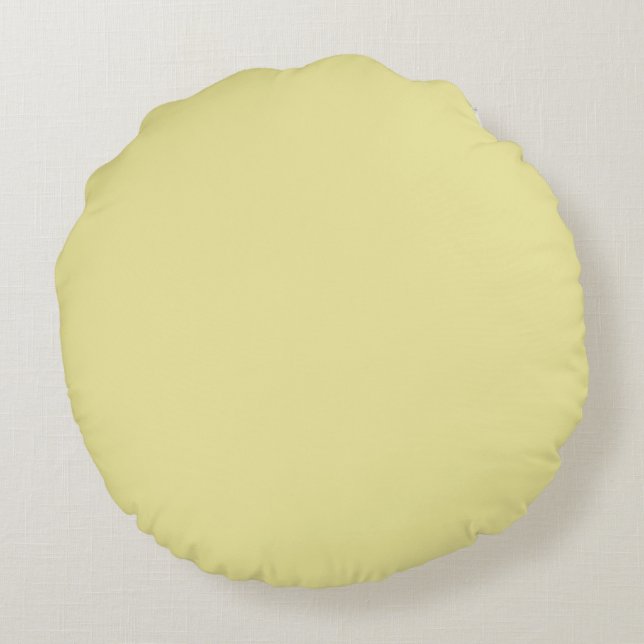 Butter Pastellgelbe Farbe 2022 Trending Hue Rundes Kissen (Rückseite)