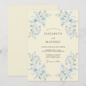 Butter Periwinkle Blatt Hochzeit Einladung (Vorne/Hinten)