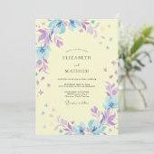 Butter Periwinkle Gemalte Hochzeit Einladung (Stehend Vorderseite)