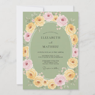 Butter Pink Kranz Hochzeit Einladung