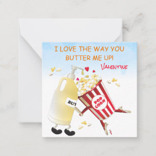 Butter Popcorn Funny Pun Couple Valentine Mitteilungskarte