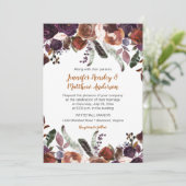 Butter Rum Rust Dark Lila Rose Boho Hochzeit Einladung (Stehend Vorderseite)