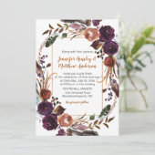 Butter Rum Rust Dunkle Lila Rose Wraath Wedding Einladung (Stehend Vorderseite)