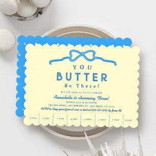 Butter Seien Da Blaue Schleife Kindergeburtstag Einladung