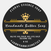 Butter Seife Kosmetik Black Golden Royal Crown Runder Aufkleber (Vorderseite)