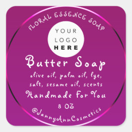 Butter Seife Kosmetik Handgemachte Logo Berry Pink Quadratischer Aufkleber