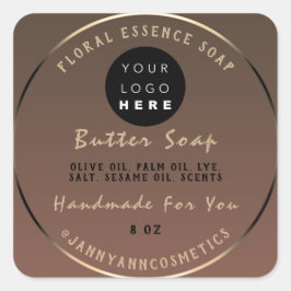 Butter Seife Kosmetik Handgemachte Logo Braun Gold Quadratischer Aufkleber