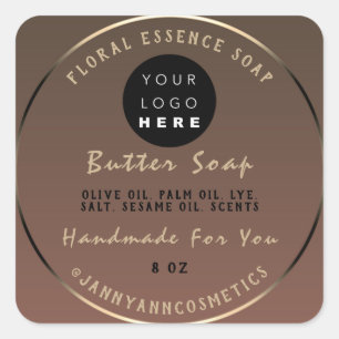 Butter Seife Kosmetik Handgemachte Logo Braun Gold Quadratischer Aufkleber