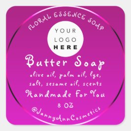 Butter Seife Kosmetik Handgemachte Logo Pink Fuchs Quadratischer Aufkleber
