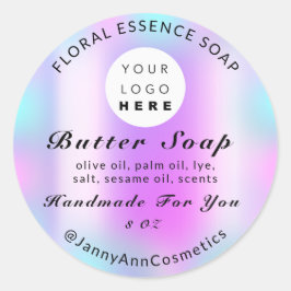 Butter Seife Kosmetik Handgemachte Logo Rosa Blau Runder Aufkleber