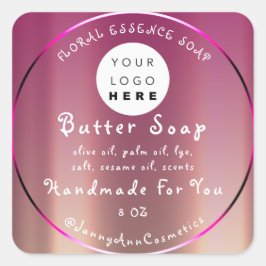 Butter Seife Kosmetik Handgemachte Logo Rosa Quadratischer Aufkleber