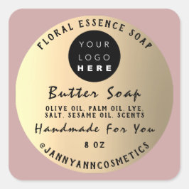 Butter Seife Kosmetik Handgemachte Rose Gold Blush Quadratischer Aufkleber