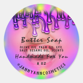 Butter Seife Kosmetik Handmade Holograph Lächeln Runder Aufkleber