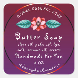 Butter Seife Kosmetik Handmade Logo Burgundy Purpl Quadratischer Aufkleber