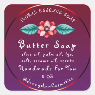 Butter Seife Kosmetik Handmade Logo Burgundy Purpl Quadratischer Aufkleber