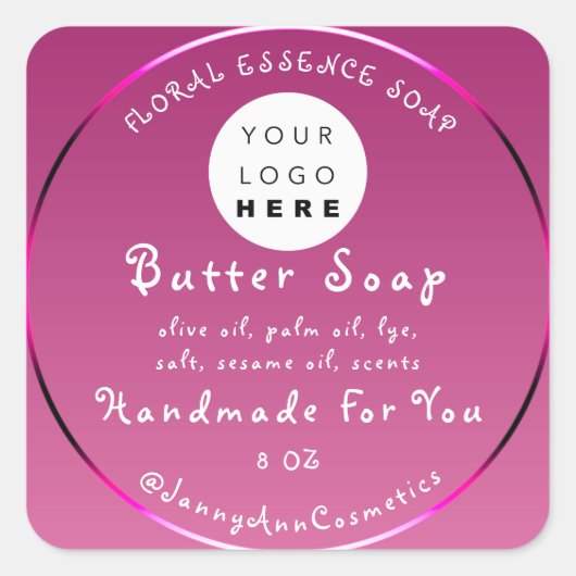 Butter Seife Kosmetik Handmade Logo-Scrub Quadratischer Aufkleber (Vorderseite)