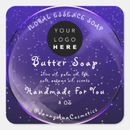 Butter Seife Kosmetik Handmade Logo Violett Quadratischer Aufkleber