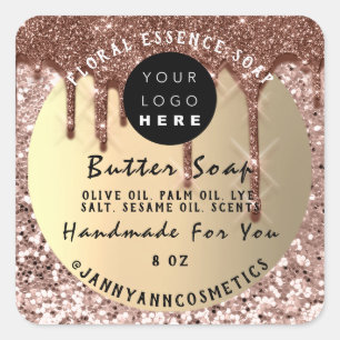 Butter Seife Kosmetik Handmade Tropfen Glitzer Ski Quadratischer Aufkleber