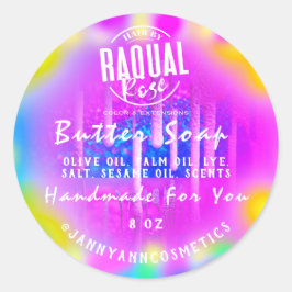 Butter Seife Kosmetik Logo Holograph Farbtherapie Runder Aufkleber