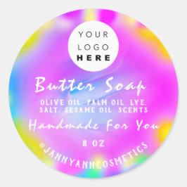 Butter Seife Kosmetik Logo Holograph Pink Beauty Runder Aufkleber