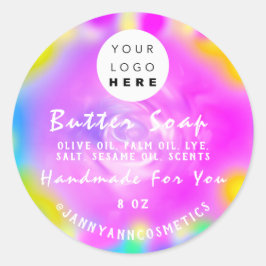 Butter Seife Kosmetik Logo Holograph Pink Cleaner Runder Aufkleber