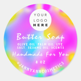 Butter Seife Kosmetik Logo Holograph Pink Unicorn Runder Aufkleber